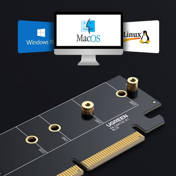 PCIe 4.0 x16 till M.2 NVMe M-Key Adapter Expansion Card Black