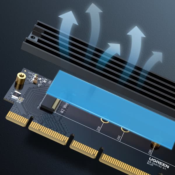 PCIe 4.0 x16 till M.2 NVMe M-Key Adapter Expansion Card Black