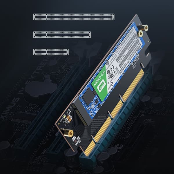 PCIe 4.0 x16 till M.2 NVMe M-Key Adapter Expansion Card Black