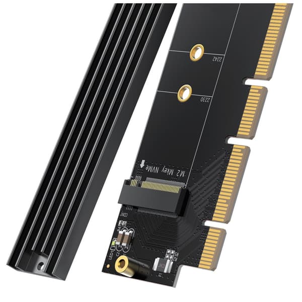 PCIe 4.0 x16 till M.2 NVMe M-Key Adapter Expansion Card Black