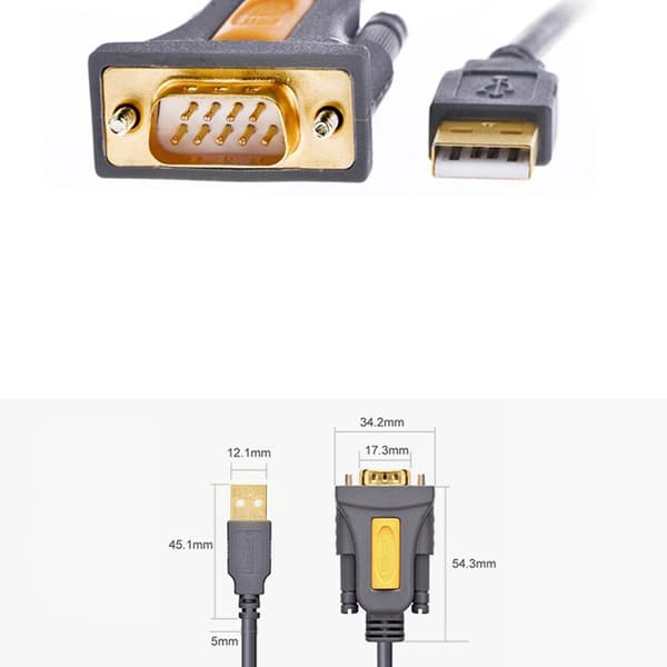 Adapteradapterkabel USB-A - DB9 RS-232 1,5m grå