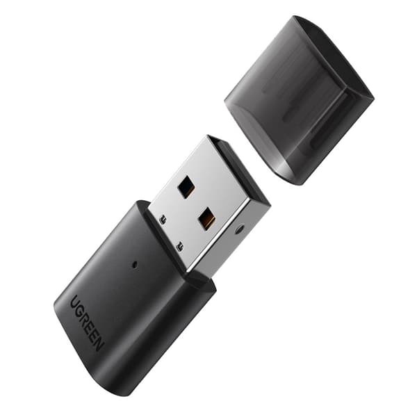 Bluetooth 5.0 USB-A sender og modtager adapter, sort Svart