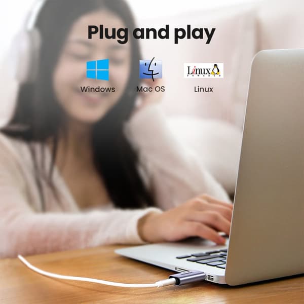 Ljudadapter för hörlurar USB-A till miniJack 3,5 mm, grå