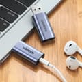 Miniatyrbild 2 av 6: Ljudadapter för hörlurar USB-A till miniJack 3,5 mm, grå