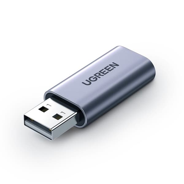 Ljudadapter för hörlurar USB-A till miniJack 3,5 mm, grå