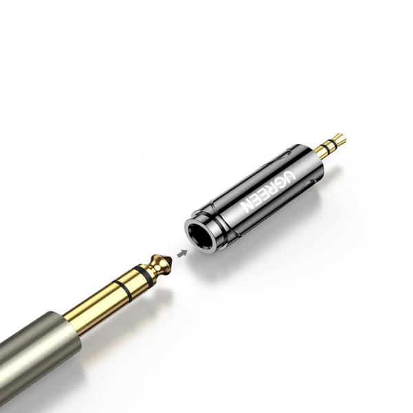 Audiosovitin 3,5 mm (uros) - 6,35 mm minijakki (naaras) harmaa