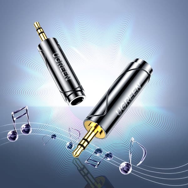 Audiosovitin 3,5 mm (uros) - 6,35 mm minijakki (naaras) harmaa