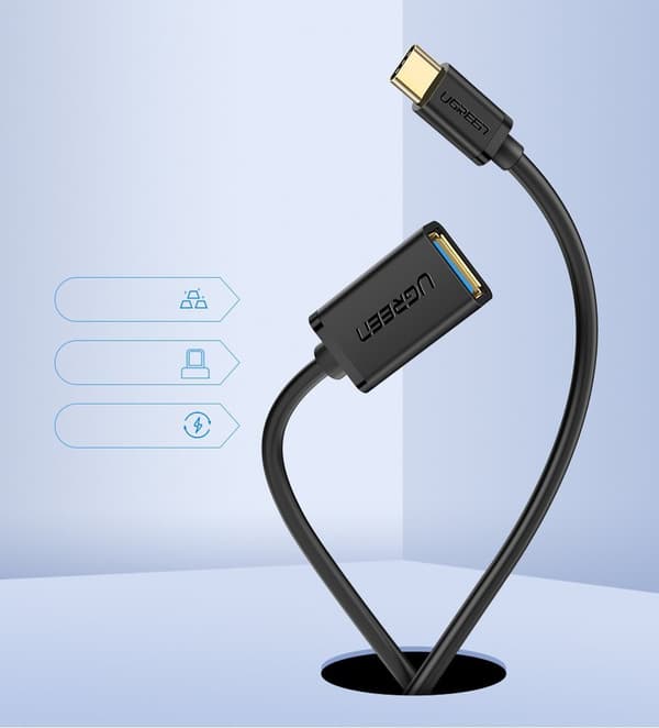 Adapter OTG kabel fra USB 3.0 til USB-C - sort