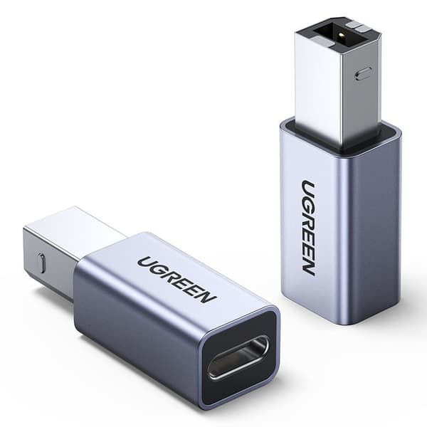 Adapterkontakt från USB-C till USB-B för en diskskrivare - grå