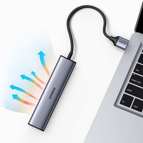 Multifunktionell HUB adapter splitter USB 3.0 - 3x USB Ethernet RJ-45 USB-C PD grå