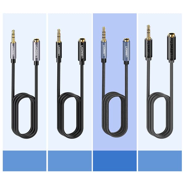 Förlängningskabel, adapter för hörlurar, minijack 3,5 mm, 0,5 m, blå