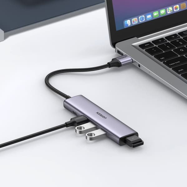 HUB USB-portdelare - 4x USB 3.0, grå