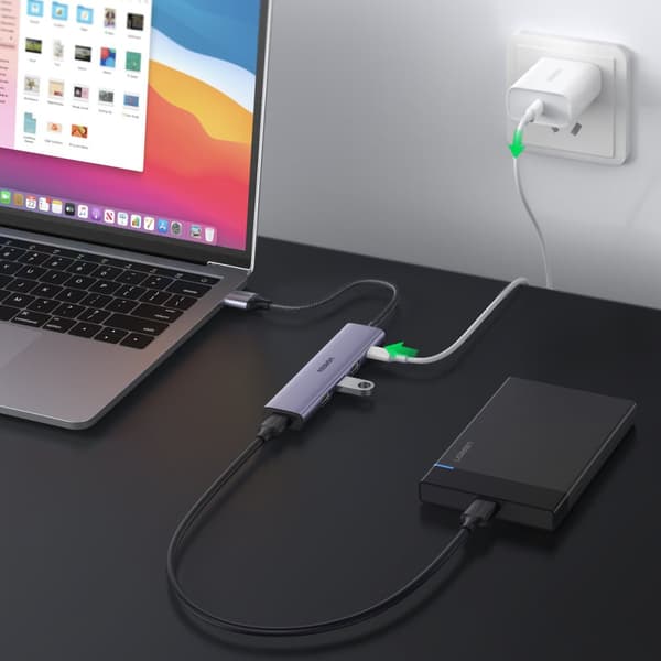 HUB USB-portdelare - 4x USB 3.0, grå