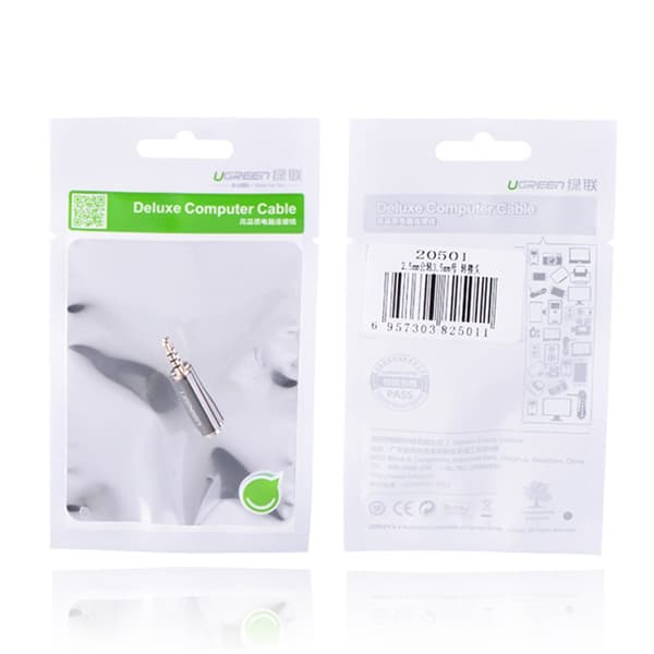 Adapterstik Audio Adapter Stik 2,5 mm han til jack 3,5 mm hun sort