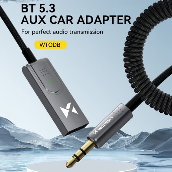 Lydadapter med Bluetooth 5.3-modtager og AUX miniJack 3,5 mm-stik og USB-A
