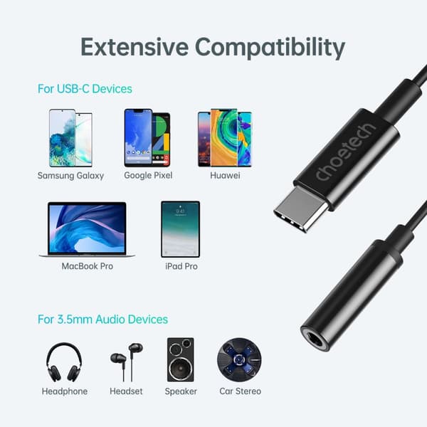 USB-C ljudadapter - Jack 3,5 mm 11 cm, svart