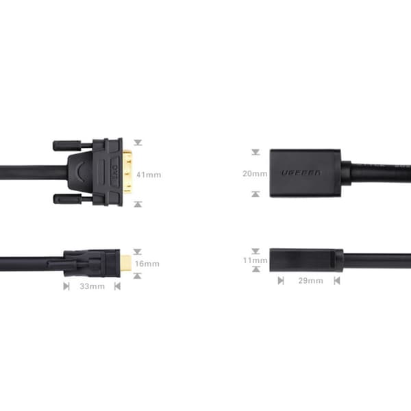 HDMI (hun) til DVI (han) adapter, 0,15m, sort
