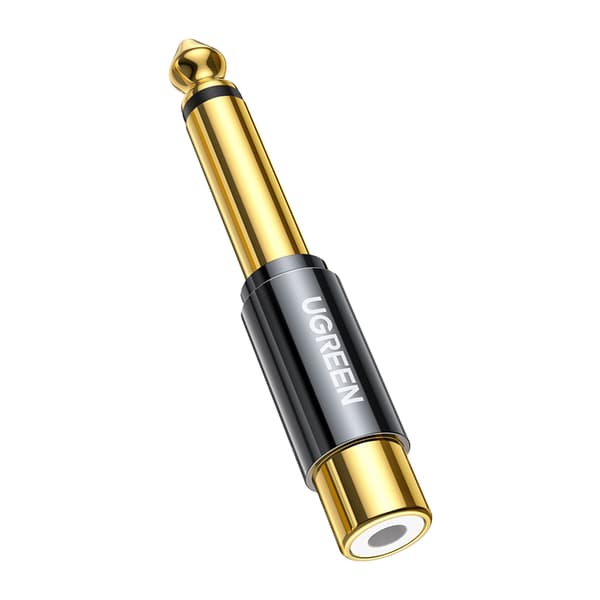 Adapterstik jack adapter 6,35 mm han til RCA hun guld