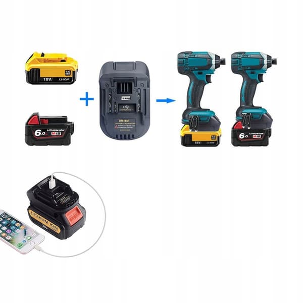 Rosfix Dewalt / Milwaukee Adapter til Makita DM18M batteri