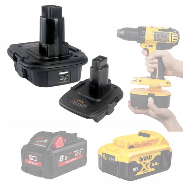 Dewalt DCB201 Adapter för Dewalt och Milwaukee 18V Batterier (DM18D) Svart