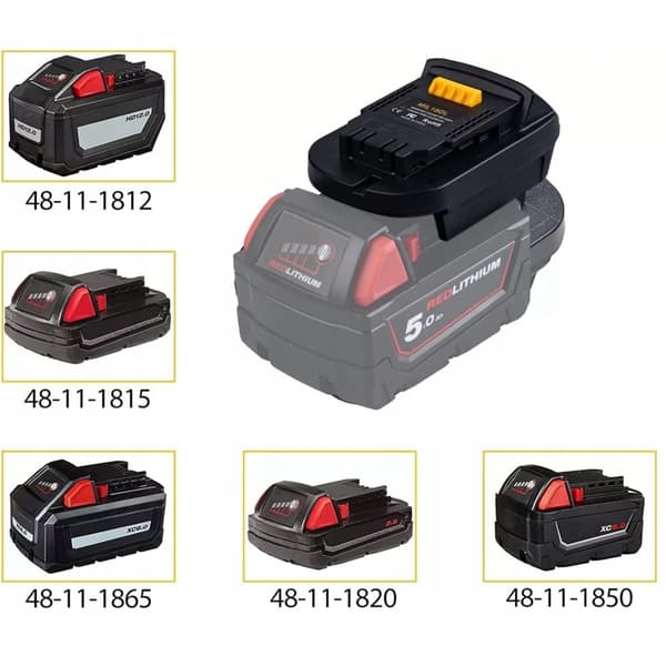Milwaukee 18V till Dewalt 18V batteriadapter/omvandlare (MIL18DL)