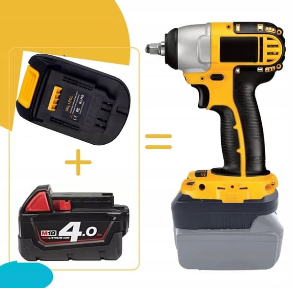 Milwaukee 18V till Dewalt 18V batteriadapter/omvandlare (MIL18DL)