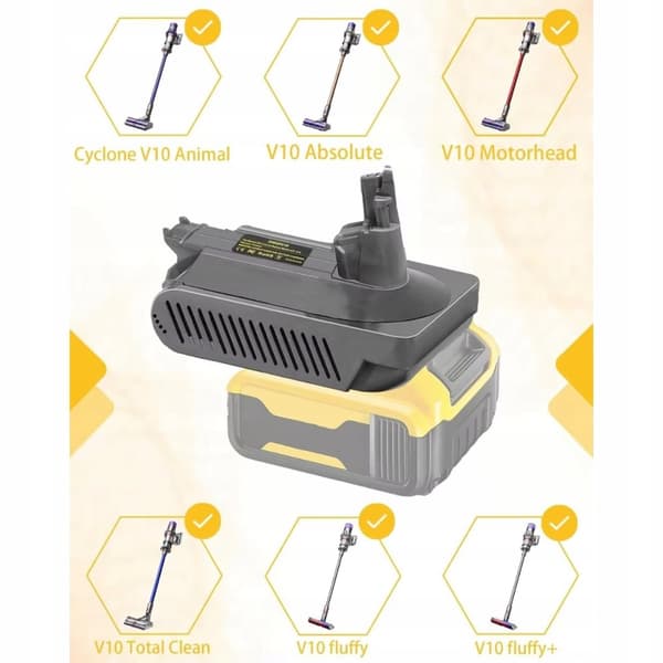 Dewalt 18/20V akkusovitin/muunnin Dyson V10:lle