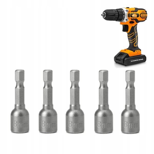 Sæt med magnetiske toppe 8 mm, 1/4" til skruetrækker