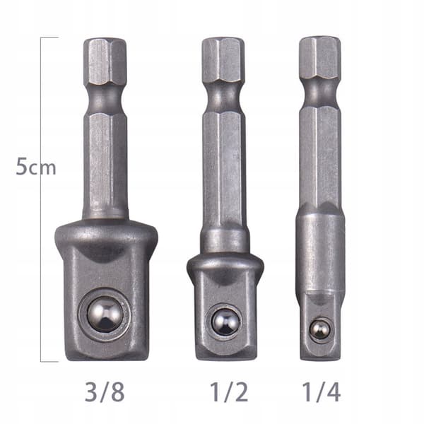 Rosfix Adaptere til toppe 50mm, 1/2 3/8 1/4 3 stk.