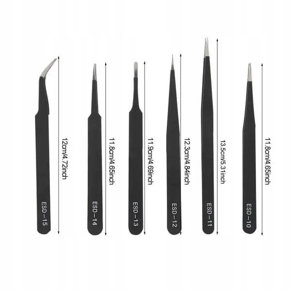 Set med 6 precisionspincetter