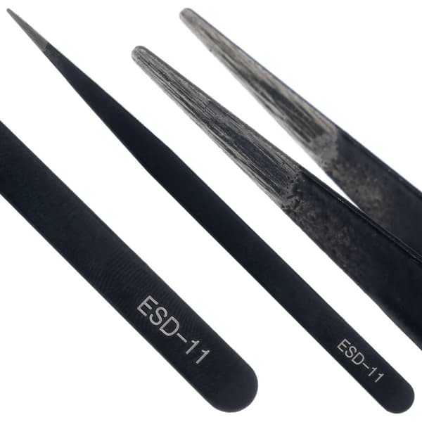 Set med 10 precisionspincetter i ett etui