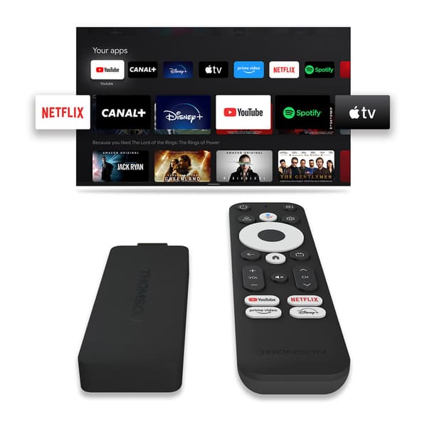 Thomson Streaming Stick 140 - 4K UHD - 60 bilder per sekund - Google TV - Dolby Atmos