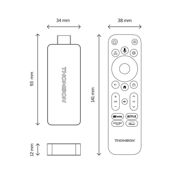 Thomson Streaming Stick 140 - 4K UHD - 60 bilder per sekund - Google TV - Dolby Atmos