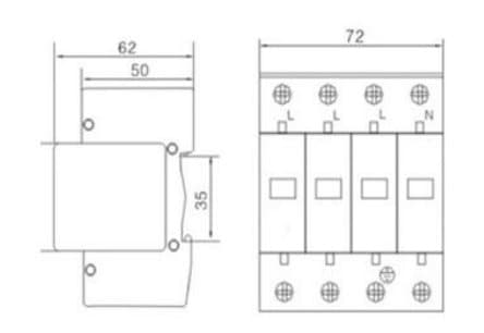 Ylijännitesuoja B+C 4P L2-B+C (T1+T2) 5kA AC