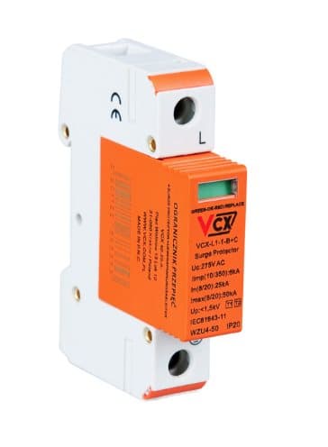 Overspændingsafleder klasse B+C 1P 6kA (T1+T2)