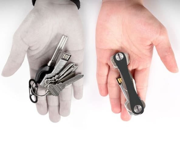 Nyckelring, nyckelorganisatör Smart svart, nyckelring för 6 nycklar, aluminium