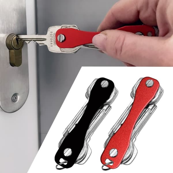 Nyckelring, nyckelorganisatör Smart svart, nyckelring för 6 nycklar, aluminium