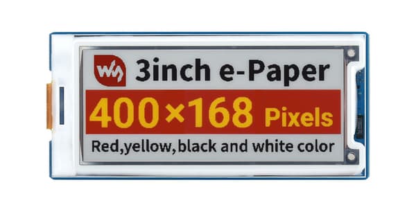Skærm 3" e-papir 400 × 168 4 farver rød/gul/sort/hvid