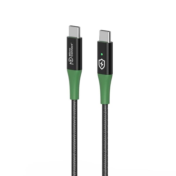 MicroConnect Smart Charge-kabel USB-C til USB-C 1m Sort-Grøn, MC-SMART USB-CC-01