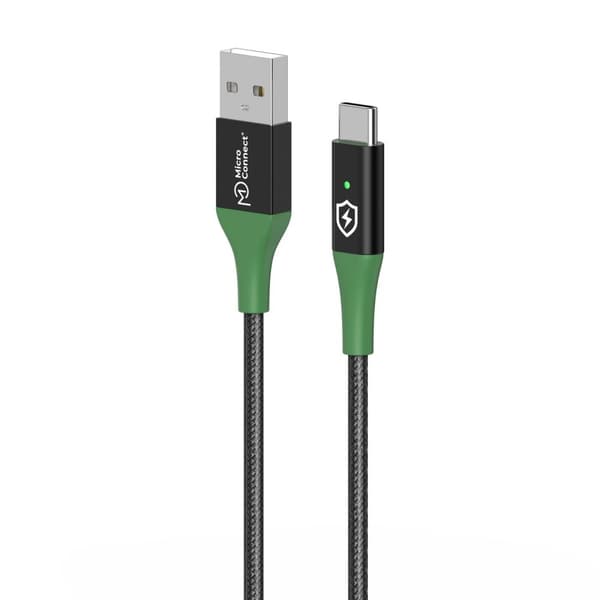 MicroConnect Smart Charge-kabel USB-A til USB-C 2m Sort-Grøn, MC-SMART USB-AC-02