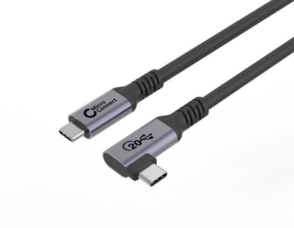 MicroConnect Premium USB-C-kabel 5 m, 20 Gbps, 100 W, USB 3.2 Gen 2x2, vinklad, USB 3.2CC5-A