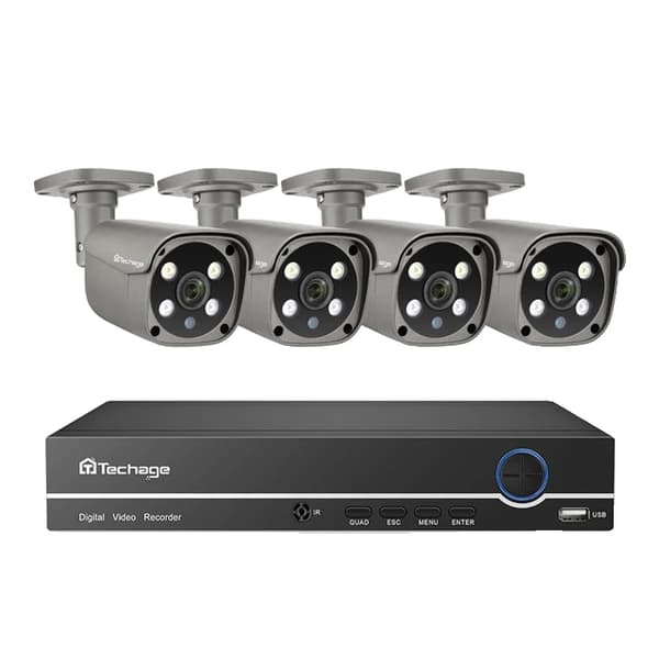 Valvontakamerajärjestelmä, kaksisuuntainen ääni, tekoäly IP-kamera, , 3T, 8CH NVR and 4 Camera