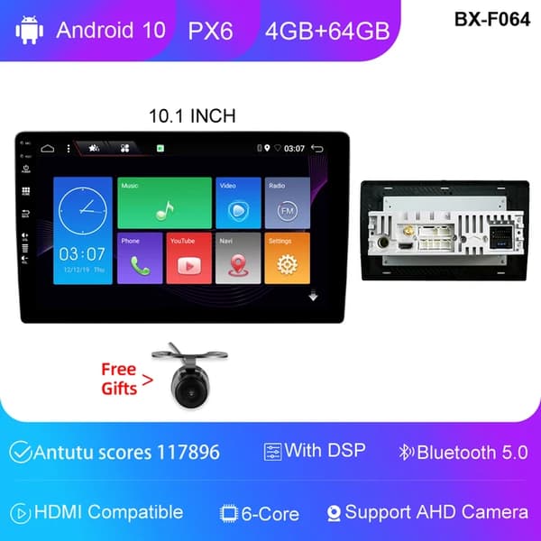 Auton DVD-soitin, Android 12, GPS-navigointi, F064