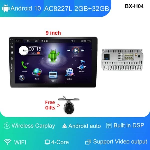 Auton DVD-soitin, Android 12, GPS-navigointi, H04