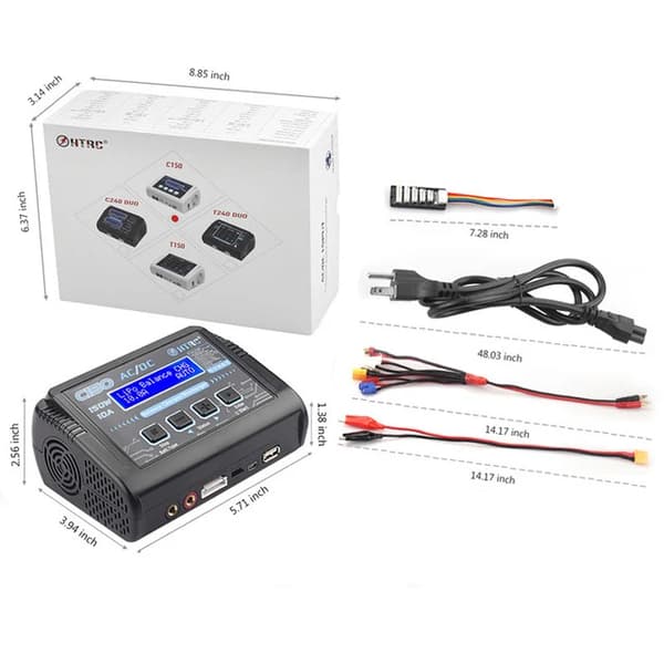RC-laturi, 150W teho, älykäs akkujen purkulaite, Set A, EU-liitin