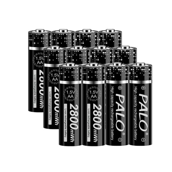 Genopladeligt AA Lithium Ion Batteri, 2800mWh Kapacitet, Ideelt til Legetøj og Fjernbetjeninger, 12 stk, 1,5V
