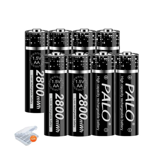 Genopladeligt AA Lithium Ion Batteri, 2800mWh Kapacitet, Ideelt til Legetøj og Fjernbetjeninger, 8 stk, 1,5V