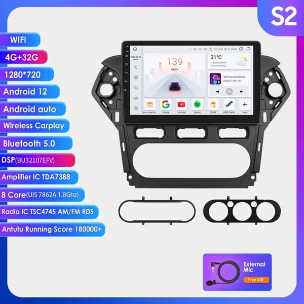 Bil Intelligent System, 8GB RAM, Android Auto Integration, S2-4G 32G-8 kerner
