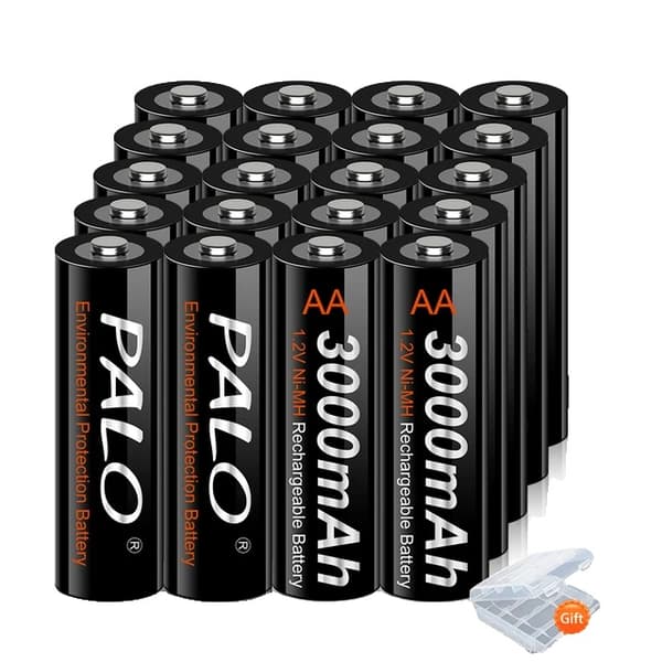Genopladelige AA-batterier, 100% originale, 3000mAh kapacitet, forudopladede., 12V, 20 stk AA-batteri