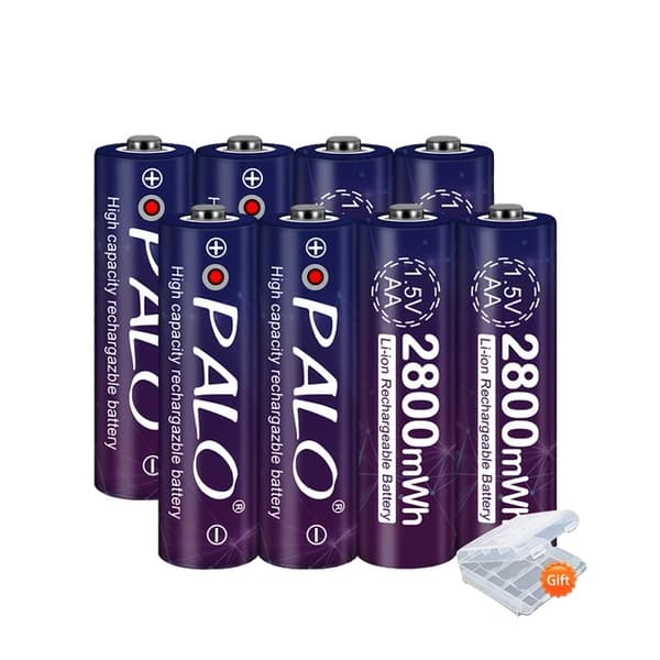 Genopladeligt AA Lithium Ion Batteri, 100% Kapacitet, USB Genopladeligt, 1,5V, 8 AA lilla